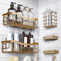 5-Piece Adhesive Stainless Steel Shower Caddy Set, Rose Gold