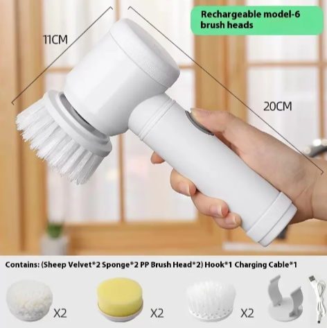 Multi-Function Electric Cleaning Brush with Interchangeable Heads