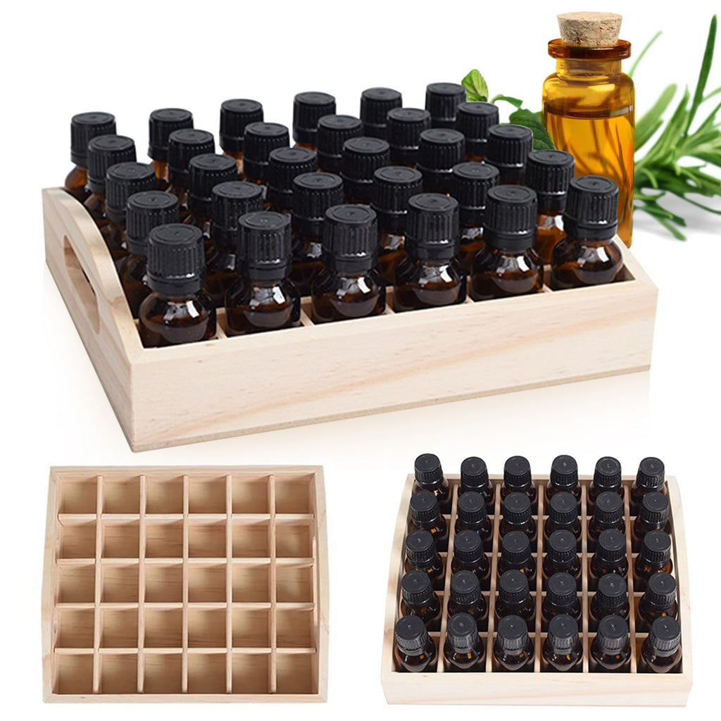 Wooden Essential Oil Storage Box with 30 Slots for 5–15 ml Bottles