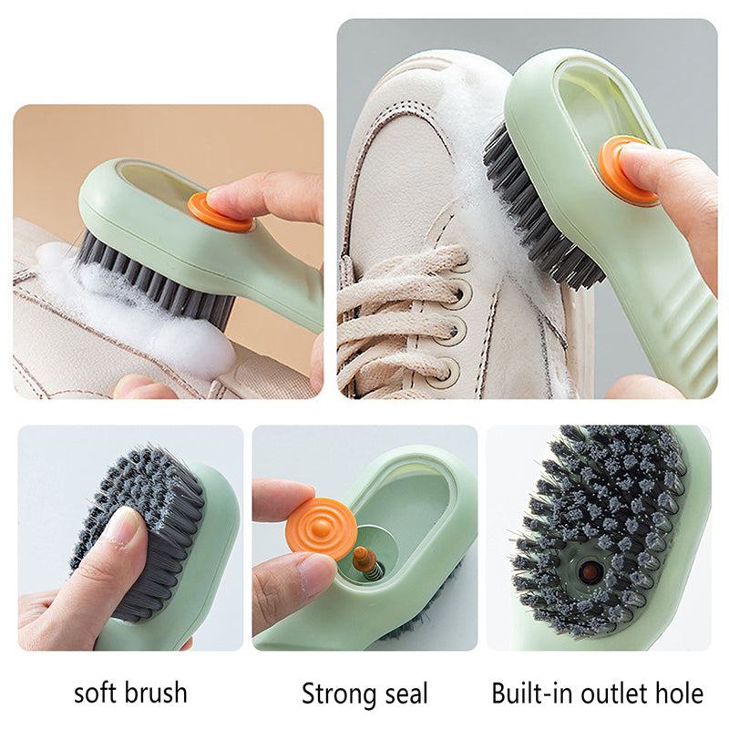 Shoe Cleaning Brush with Built-In Soap Dispenser and Soft Bristles