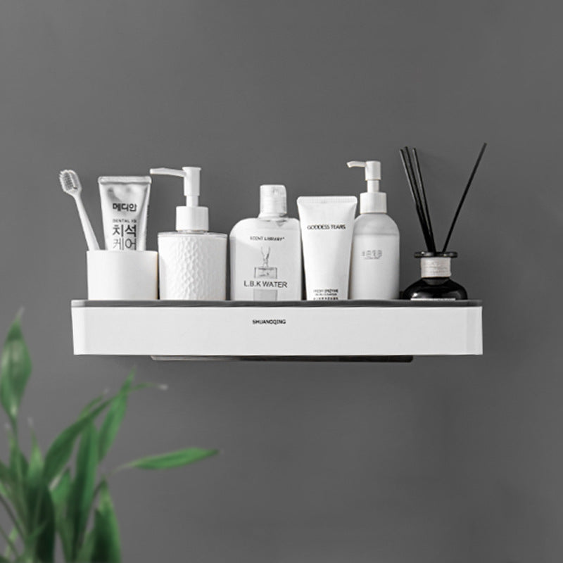 No-Drill Wall-Mounted Bathroom Shelf, Holds 3 kg, Grey or Black
