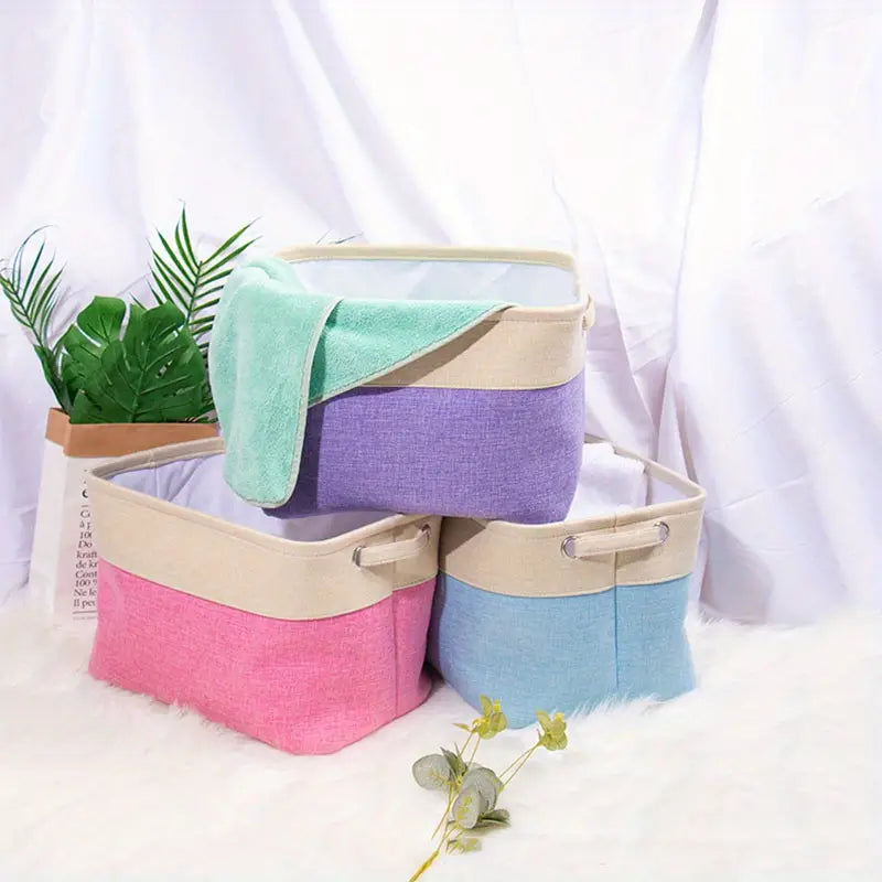 Collapsible Cotton Linen Storage Box for Toys and Sundries
