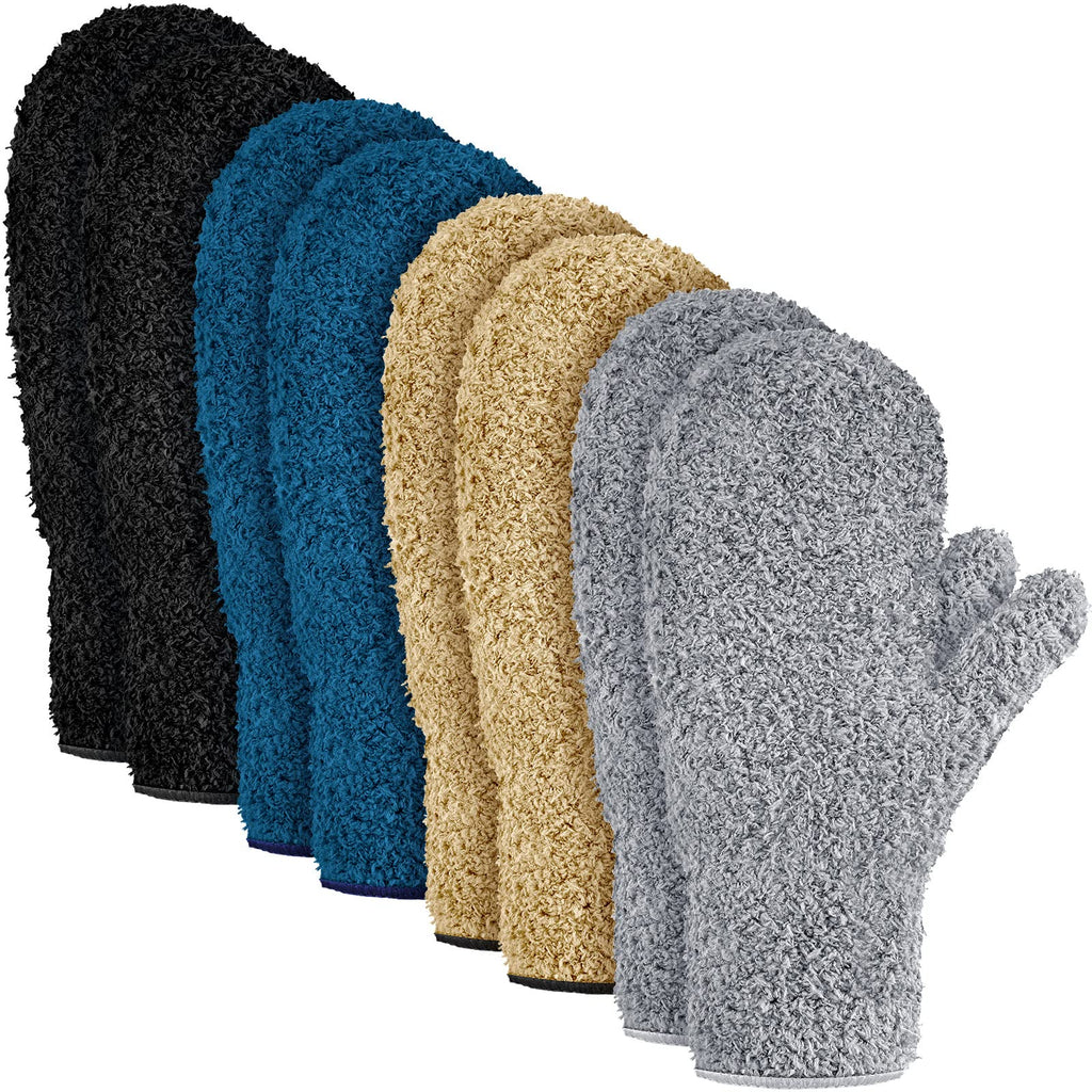 Microfiber Dusting Mittens with Thumb, Washable, 4 Pairs