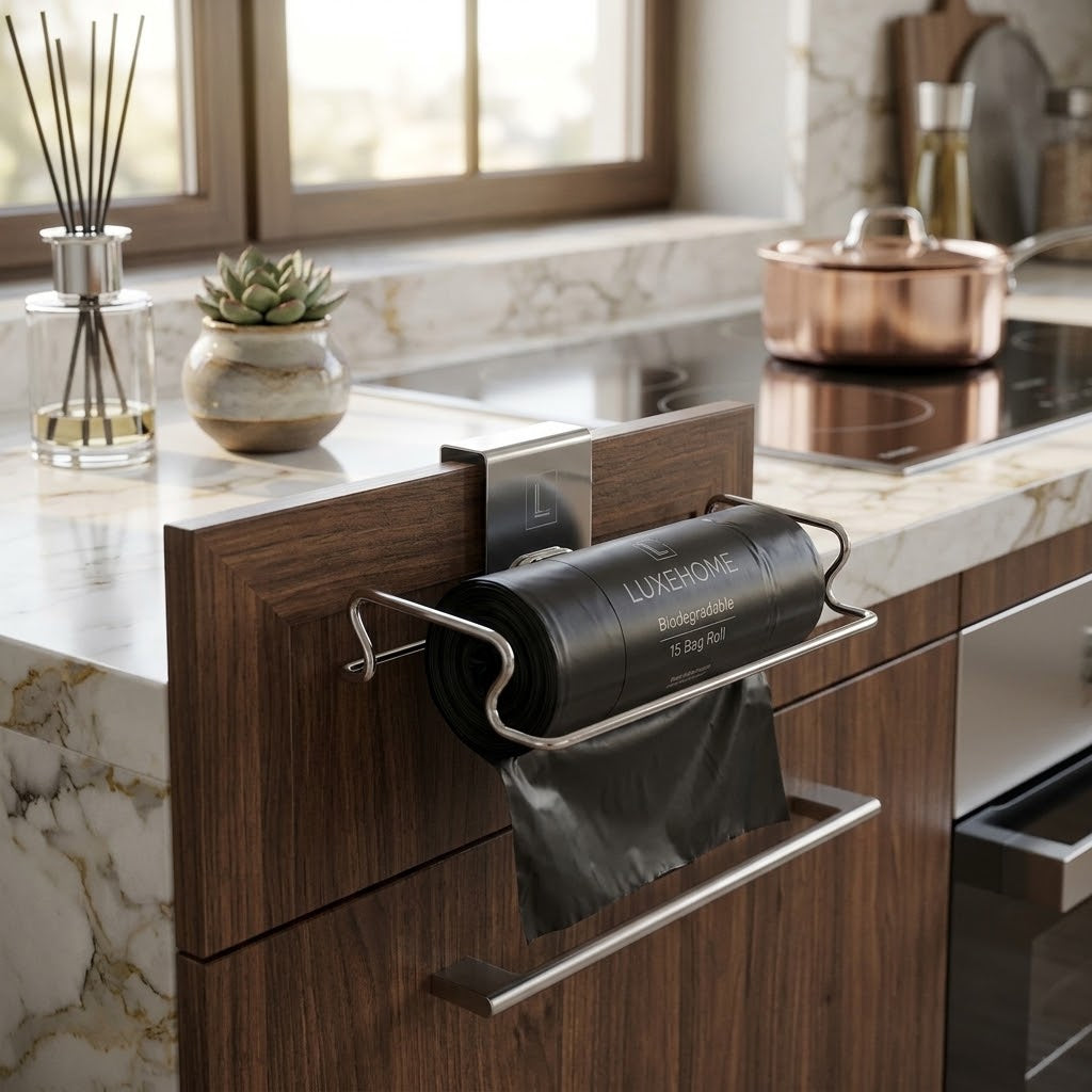 Stainless Steel Hanging Trash Bag Holder for Cabinet Doors