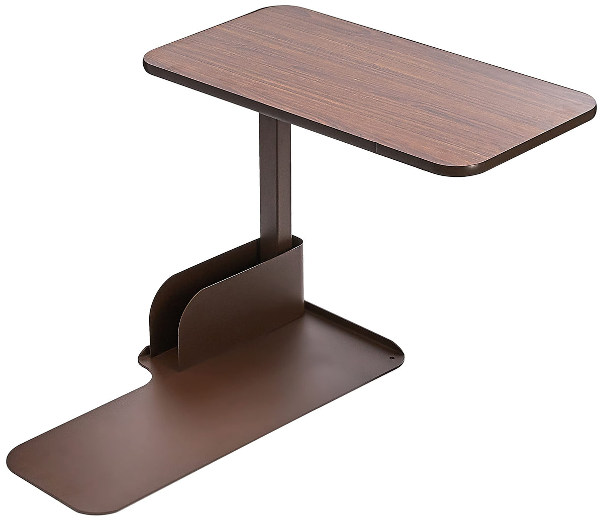 Height-Adjustable Swivel Overbed Table for Lift Chairs, Walnut, Left
