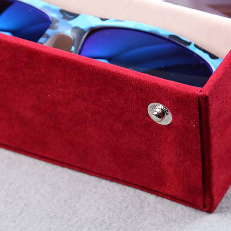 8-Grid Velvet Sunglasses Organizer Box, 48.5 x 18 cm