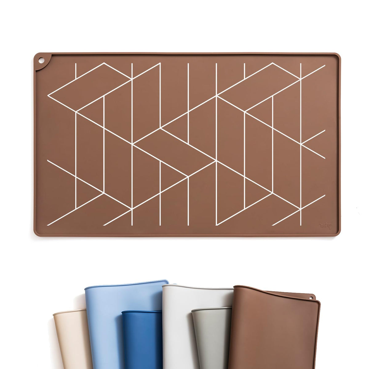 Dishwasher-Safe Silicone Dog Feeding Mat, 20 x 12 in, Coffee Brown