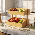 2-Tier Bamboo Fruit Basket Stand for Kitchen Counter