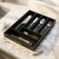 Extra-Deep Bamboo Silverware Drawer Organizer, 6 Slots, Black