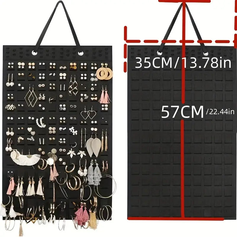 Hanging Felt Jewelry Organizer, Foldable Storage Bag with Compartments