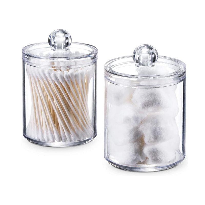 Round Clear Acrylic Cotton Swab Holder, 7 x 11 cm