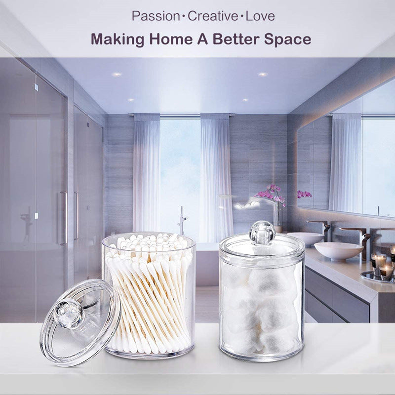 Round Clear Acrylic Cotton Swab Holder, 7 x 11 cm