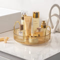 3-Tier 360° Rotating Makeup Organizer, Amber Yellow with Gold Sides