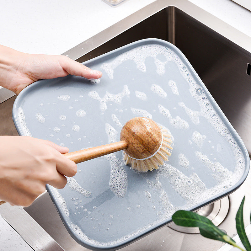 Long Bamboo Handle Dish Brush with PP Bristles