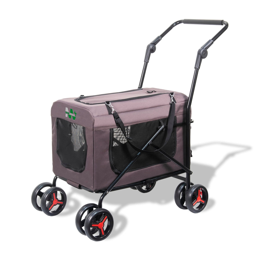 Convertible Pet Stroller and Carrier with Detachable Wheels, Brown
