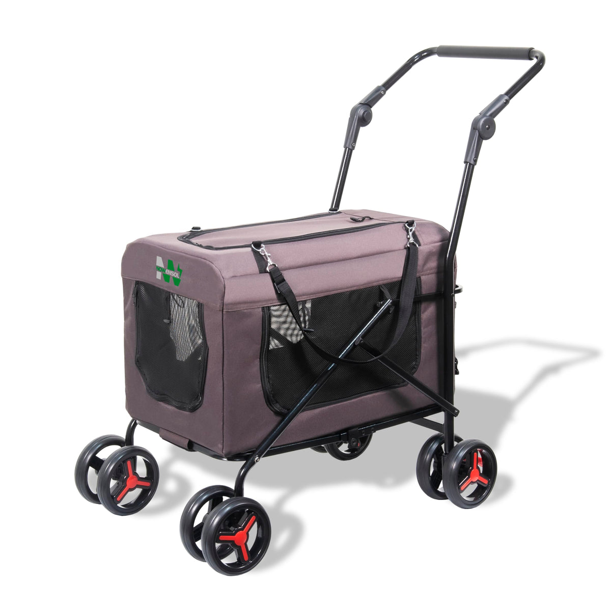 Convertible Pet Stroller and Carrier with Detachable Wheels, Brown