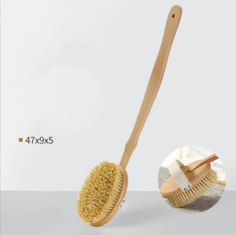 Wooden Bath Brush with Natural Bristles, Wet or Dry Use
