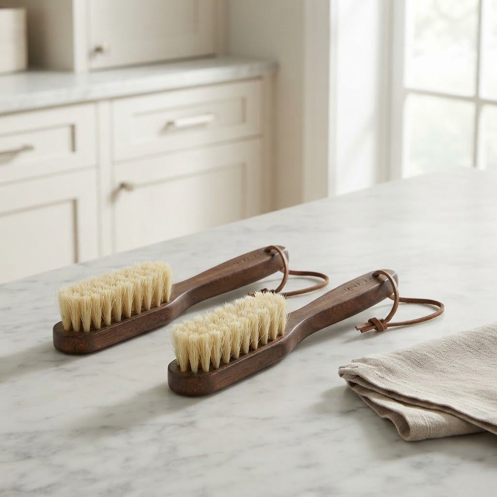 Small Boar Bristle Laundry Stain Detail Brushes, Set of 2