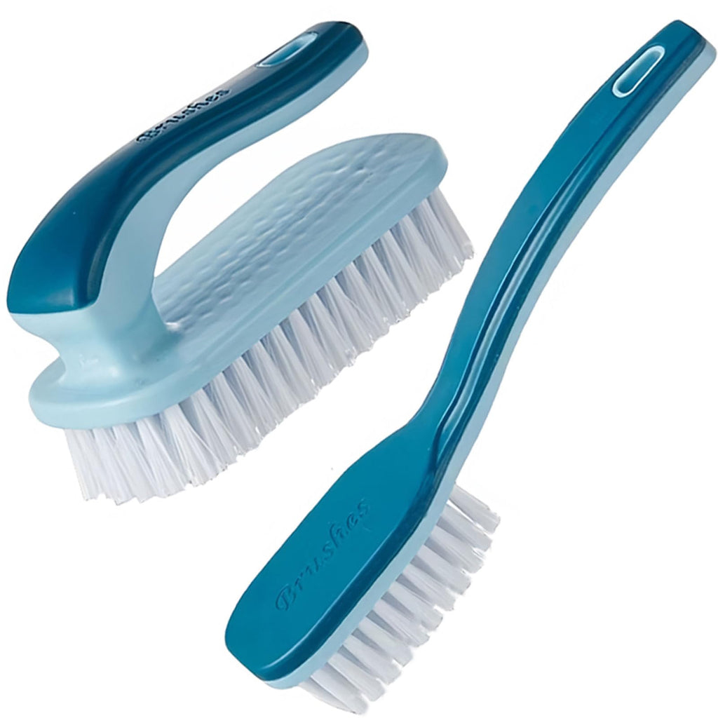 Stiff-Bristle Laundry Stain Scrub Brushes for Clothes and Shoes, 2-Pack