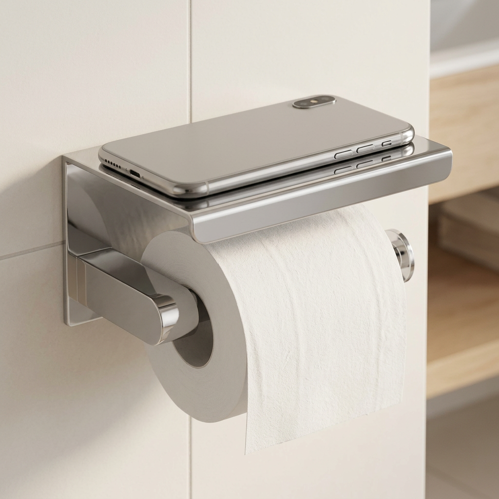 Stainless Steel Tissue Holder, No-Drill Install, Silver