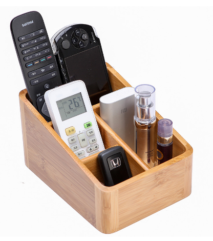 Bamboo Desktop Organizer for Remotes and Cosmetics, 3 Styles