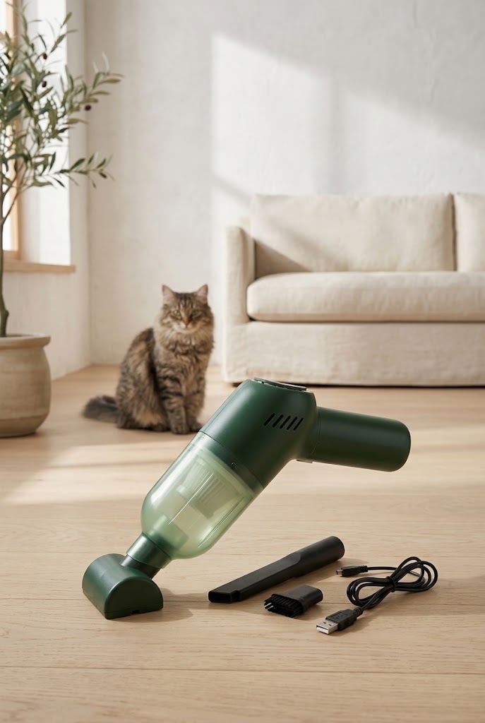 USB Pet Hair Cleaner for Furniture and Fabric, Green