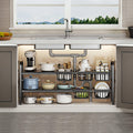 X-Large 2-Tier Expandable Under-Sink Organizer with 5 Baskets, Black