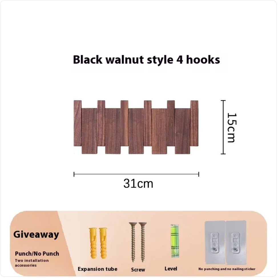 Solid Wood Wall Coat Rack with 4 to 12 Hooks for Entryway