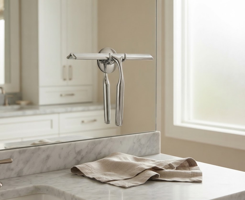 Stainless Steel Shower Squeegee with Suction Hook, Chrome