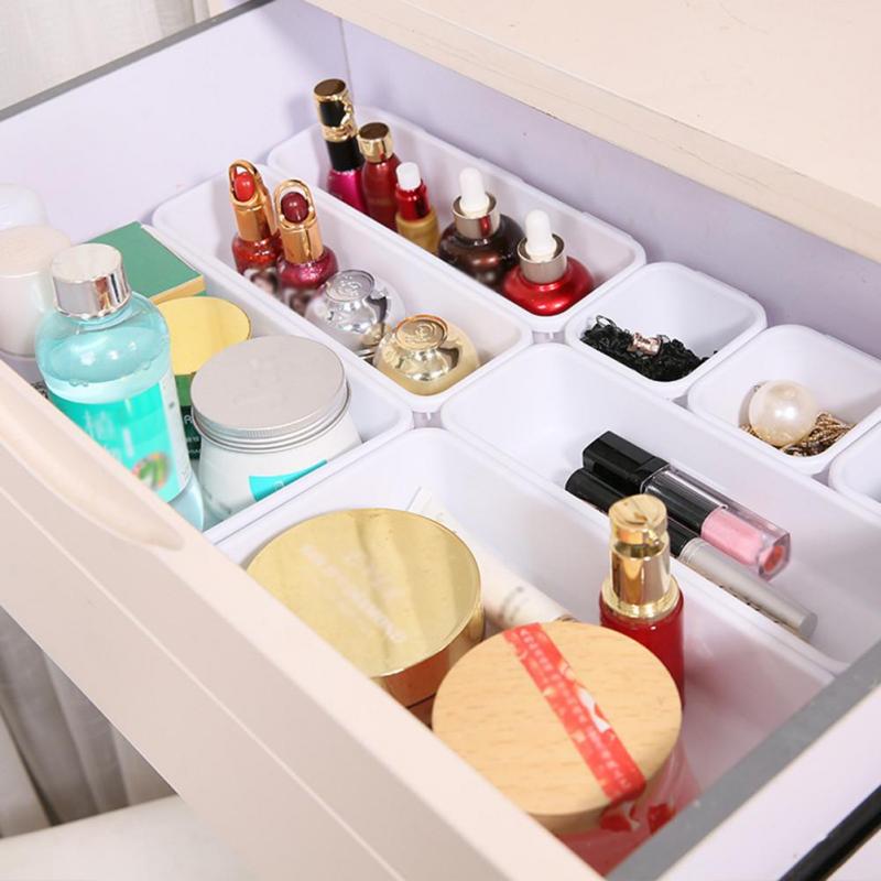 Multi-Compartment Plastic Drawer Organizer, Black or White