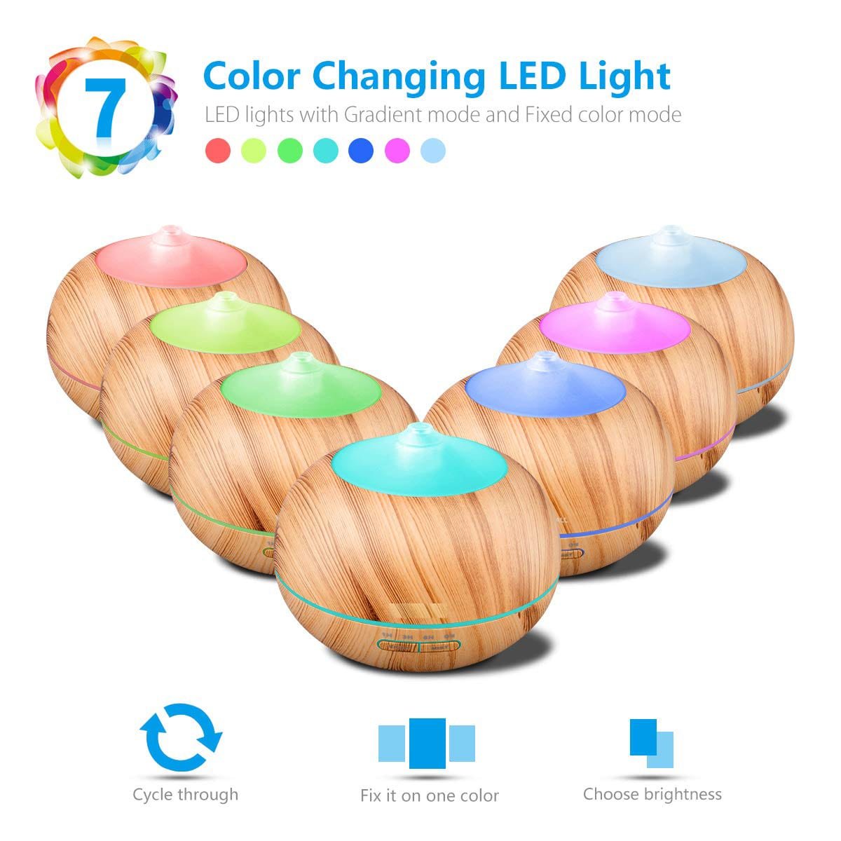 Ultrasonic Color-Changing Aroma Diffuser, Coffee or Wood Finish