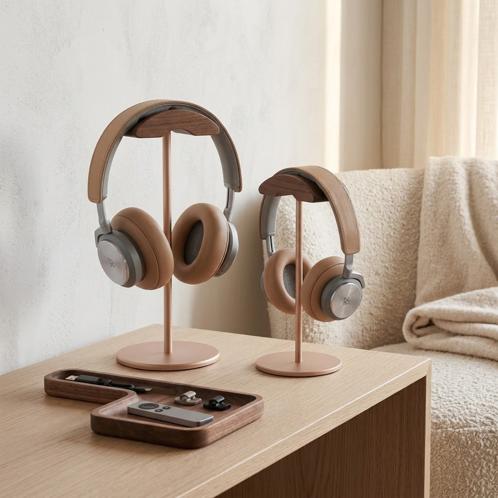 Aluminum Headphone Hanger Stand with Low Center of Gravity, Gold