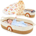 Cotton Rope Baby Changing Basket Set with Foam Pad, Rainbow