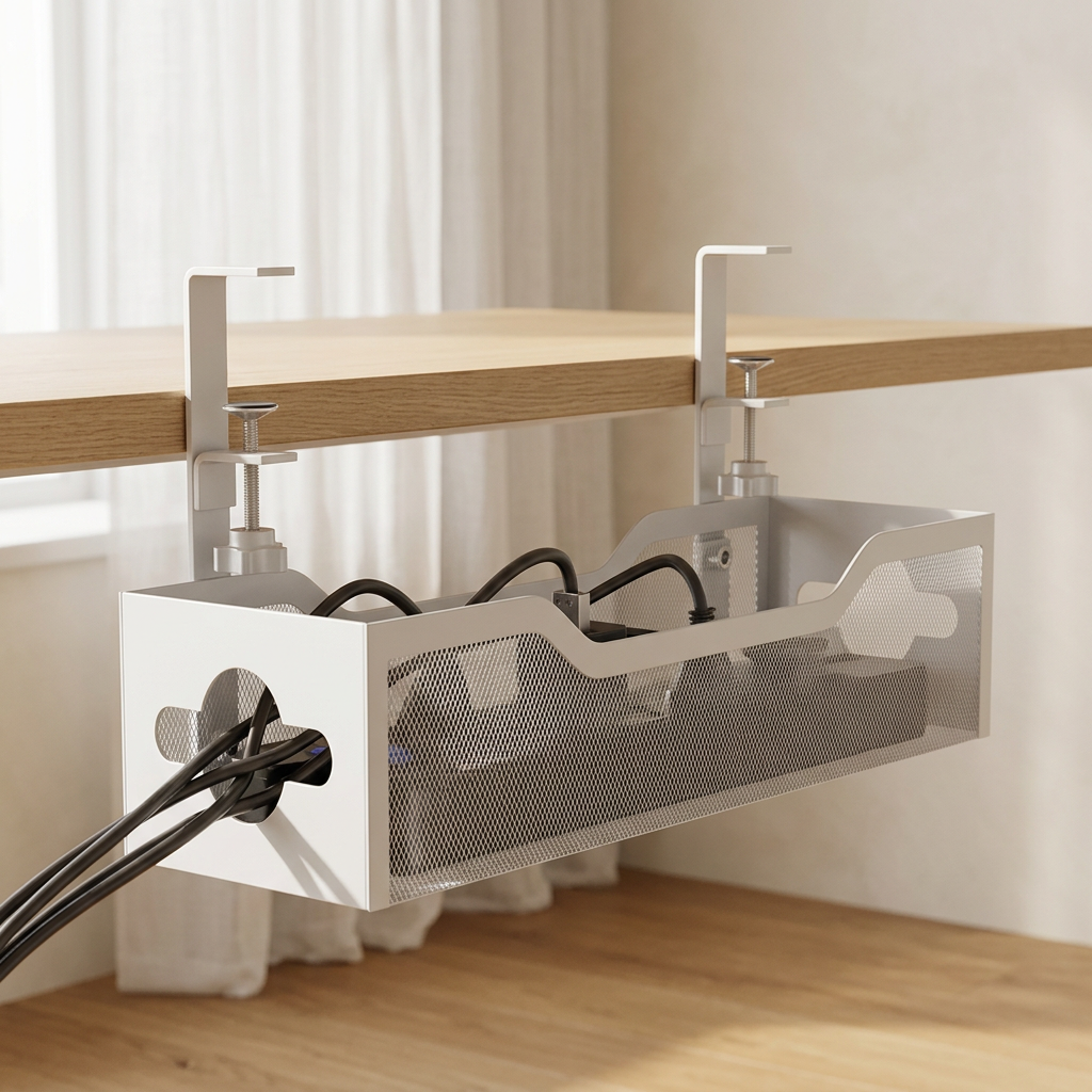 Compact 13.38 in Clamp-On Mesh Cable Tray, White