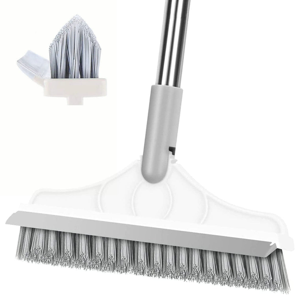 2-in-1 V-Shape Grout Scrub Brush with Squeegee and 44 in Handle