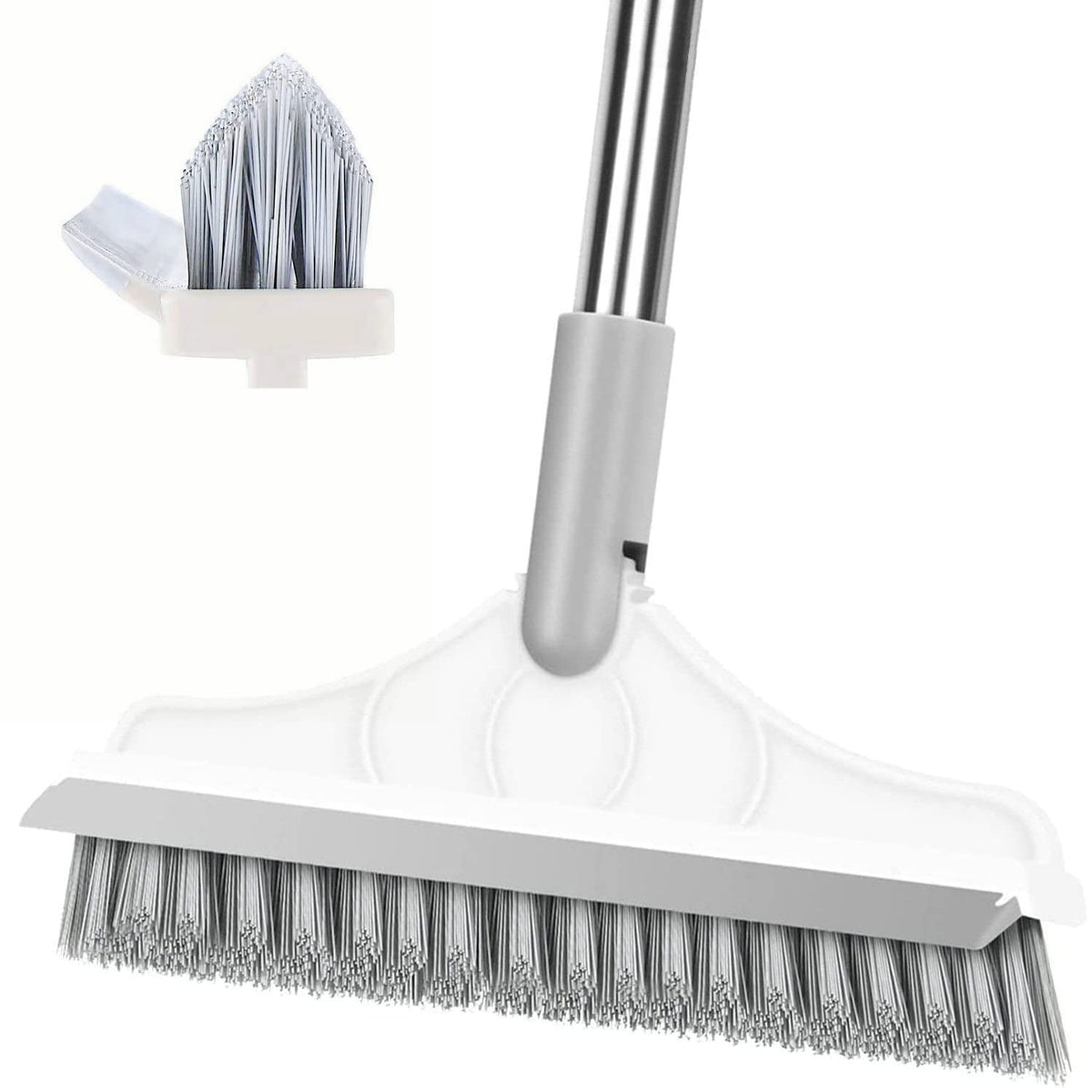 2-in-1 V-Shape Grout Scrub Brush with Squeegee and 44 in Handle