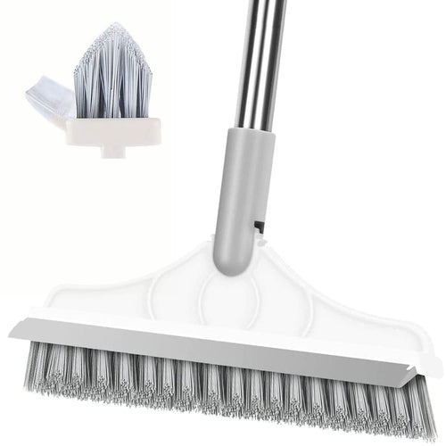 2-in-1 V-Shape Grout Scrub Brush with Squeegee and 44 in Handle