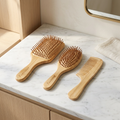 Bamboo Paddle Hair Brush and Comb Set with Air Cushion