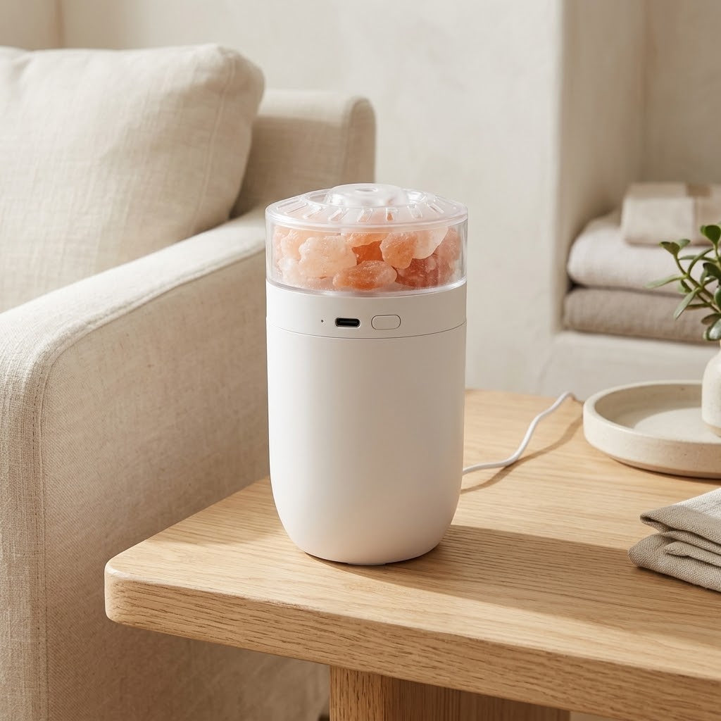 Himalayan Salt Stone Diffuser and Humidifier with LED Light, Pink