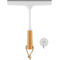 Curved Handle Shower Squeegee with Rubber Blade and Suction Hook, White