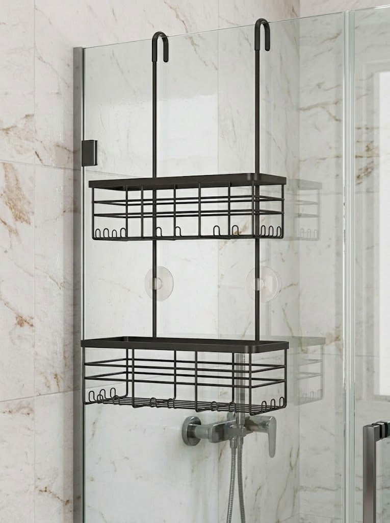 No-Drill Hanging Shower Caddy, 304 Stainless Steel, Black