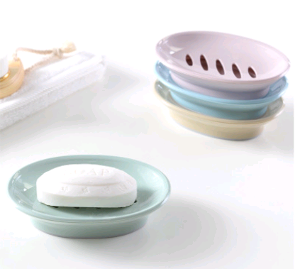 Draining Soap Dish, 15.5 x 11.5 cm, Blue, Green, Pink or Khaki