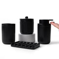 Black Ceramic Bathroom Accessories Set, Soap Dispenser and Jar, Four Pieces
