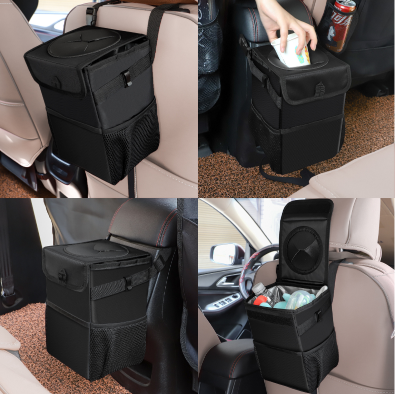 Foldable Waterproof Car Trash Can, 6 L, Black