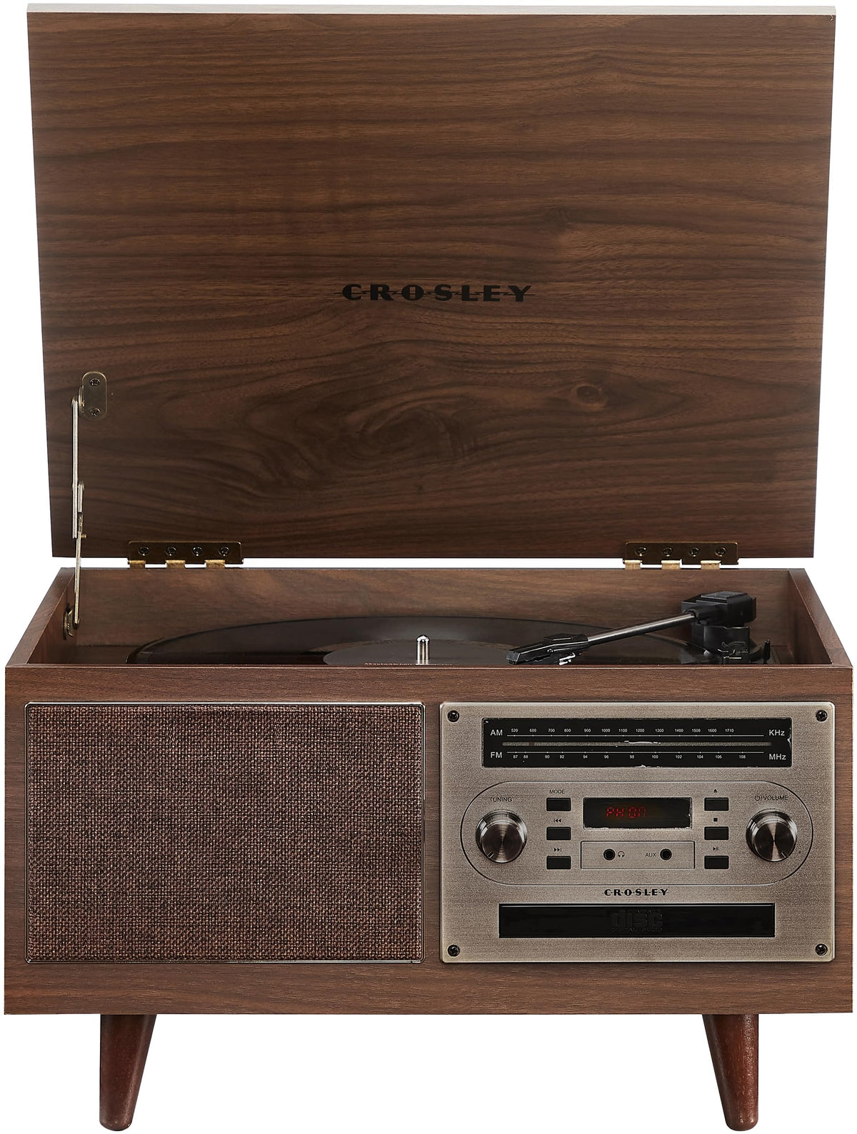 8-in-1 Record Player with 3-Speed Turntable, Bluetooth, CD and Cassette