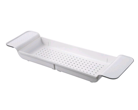 Retractable Bathtub Tray Shelf, Adjustable Width, White or Black Ash