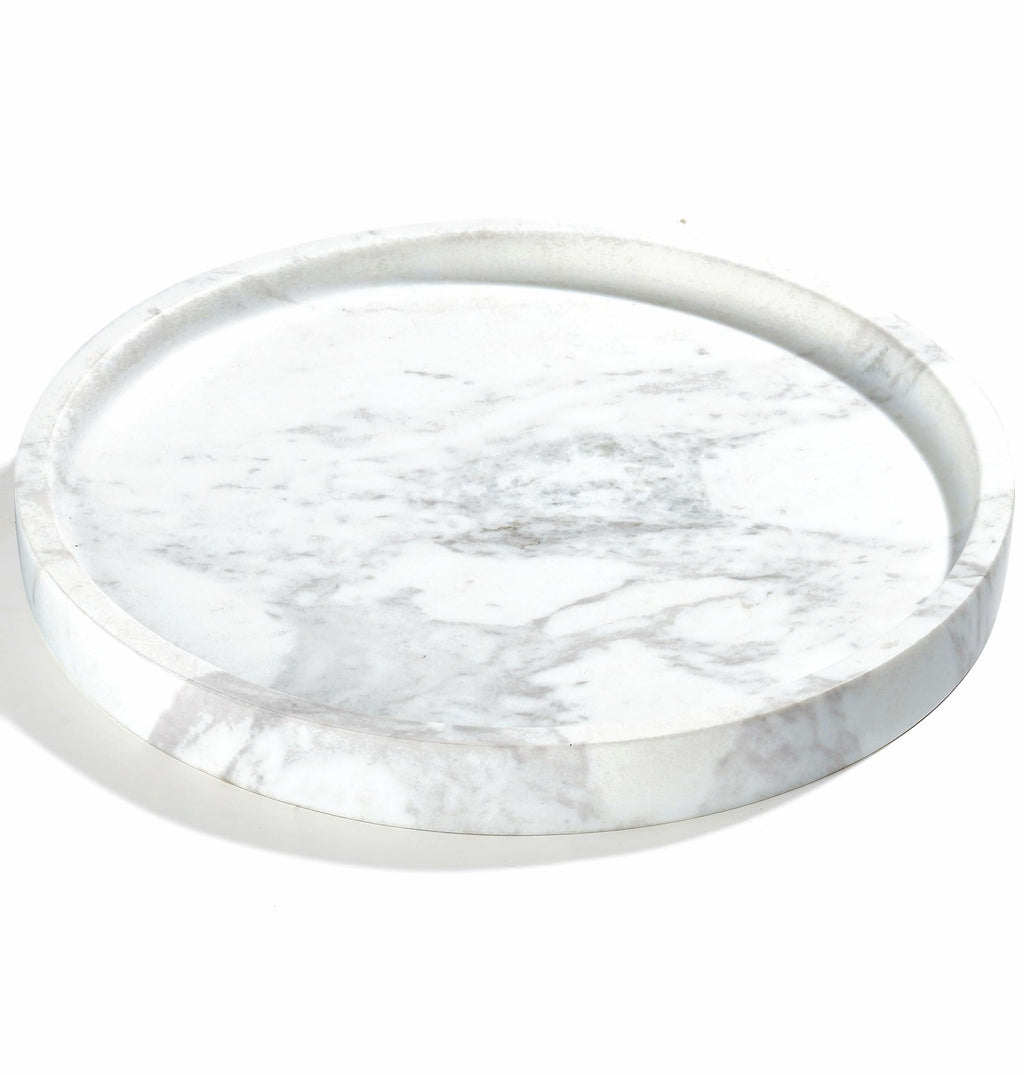 Round Natural Marble Vanity Tray, 10 x 1 in, White