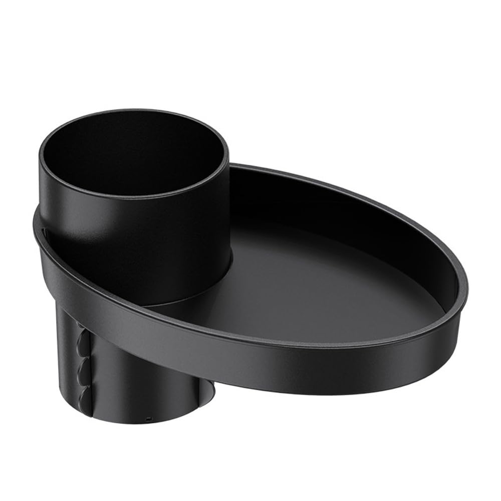 Rotatable Car Seat Cup Holder with Food Tray, Black