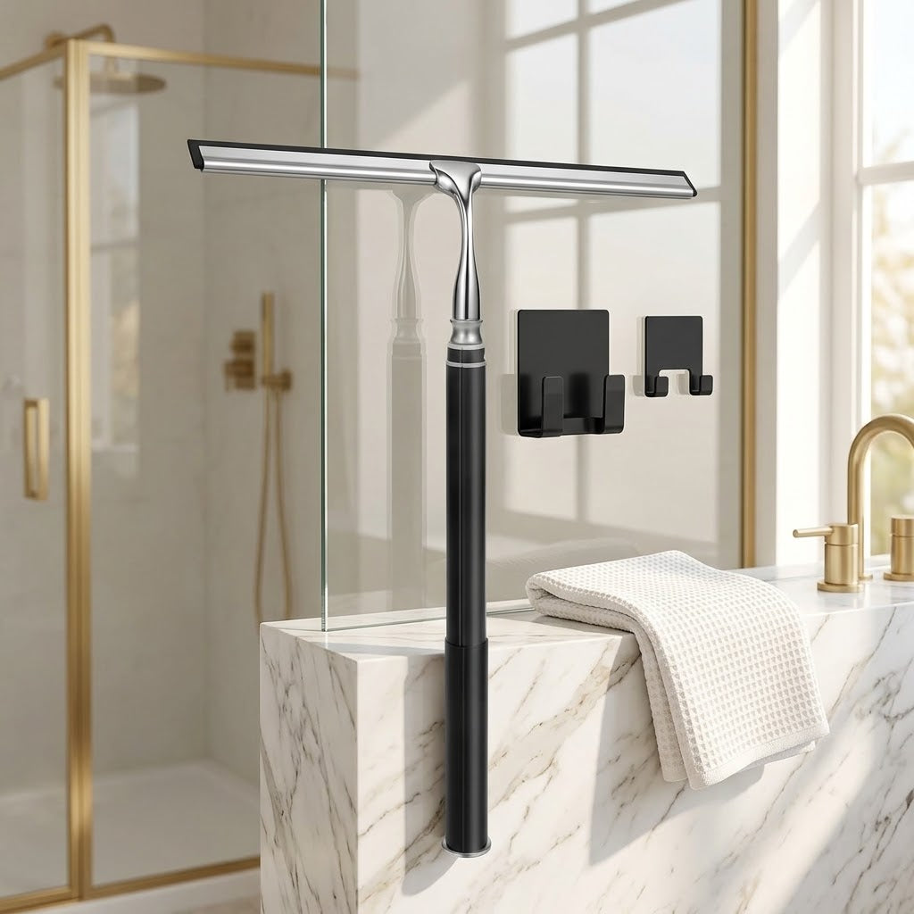 Telescoping Shower and Window Squeegee with Extension Pole