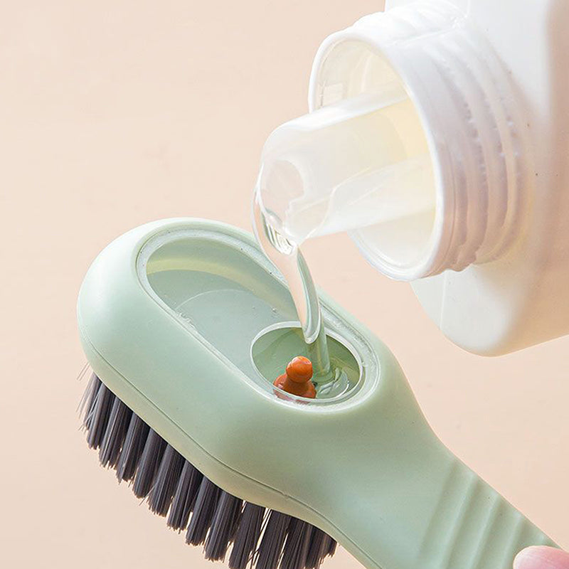 Shoe Cleaning Brush with Built-In Soap Dispenser and Soft Bristles